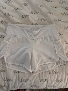 Women’s White Athletic Running Shorts with Side Pockets